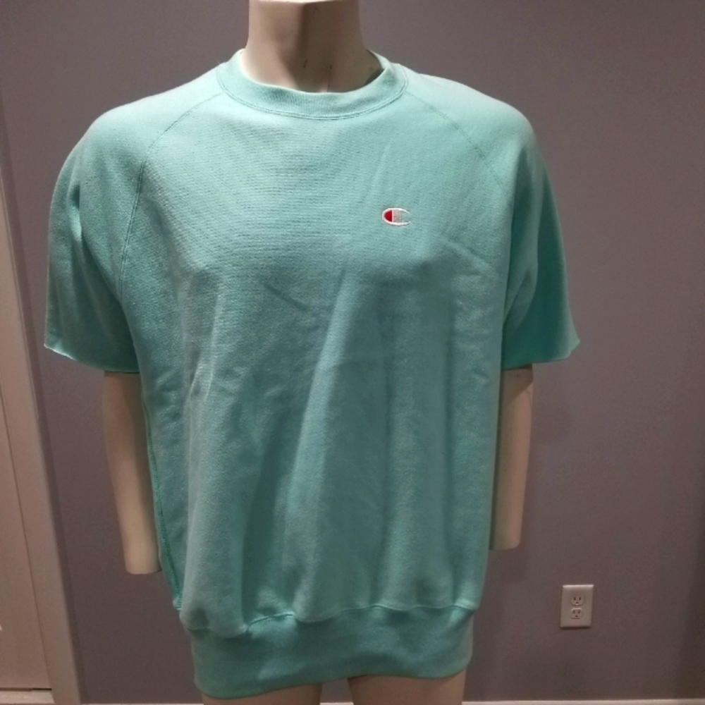 Mens sleeveless Champion Teal Sweatshirt.